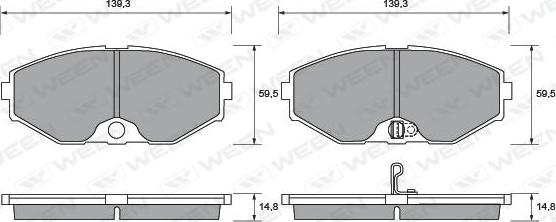 Ween 151-1364 - Тормозные колодки, дисковые, комплект www.autospares.lv