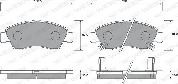 Ween 151-1365 - Bremžu uzliku kompl., Disku bremzes www.autospares.lv