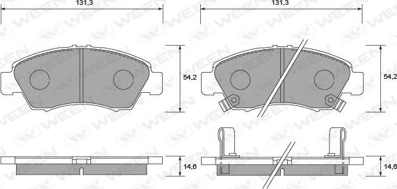 Ween 151-1366 - Тормозные колодки, дисковые, комплект www.autospares.lv