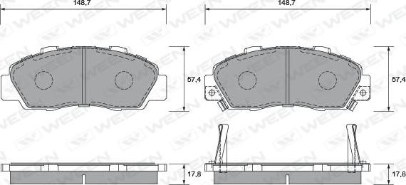 Ween 151-1362 - Тормозные колодки, дисковые, комплект www.autospares.lv