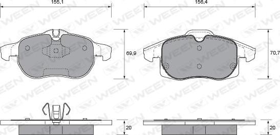 Ween 151-1315 - Тормозные колодки, дисковые, комплект www.autospares.lv