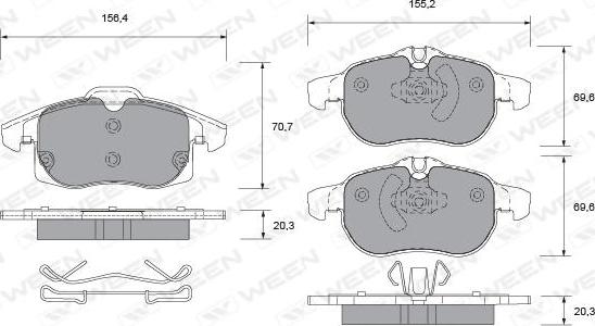 Ween 151-1316 - Bremžu uzliku kompl., Disku bremzes autospares.lv