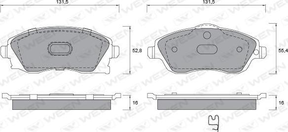 Ween 151-1311 - Тормозные колодки, дисковые, комплект www.autospares.lv