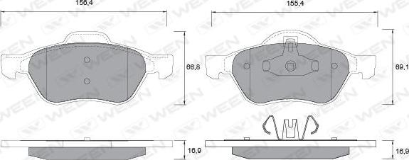 Ween 151-1338 - Тормозные колодки, дисковые, комплект www.autospares.lv