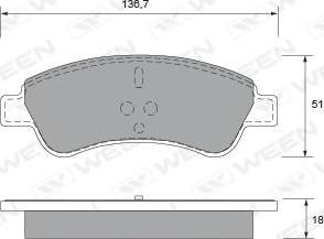 Ween 151-1320 - Bremžu uzliku kompl., Disku bremzes www.autospares.lv