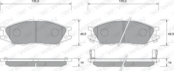 Ween 151-1378 - Тормозные колодки, дисковые, комплект www.autospares.lv