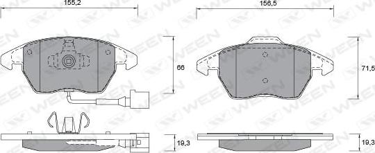 Ween 151-1252 - Bremžu uzliku kompl., Disku bremzes www.autospares.lv