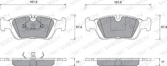 Ween 151-1265 - Brake Pad Set, disc brake www.autospares.lv