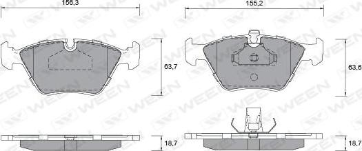 Ween 151-1268 - Bremžu uzliku kompl., Disku bremzes www.autospares.lv