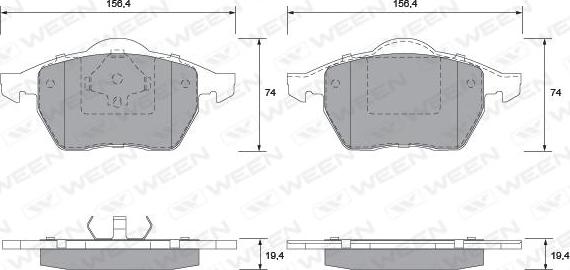 Ween 151-1285 - Тормозные колодки, дисковые, комплект www.autospares.lv