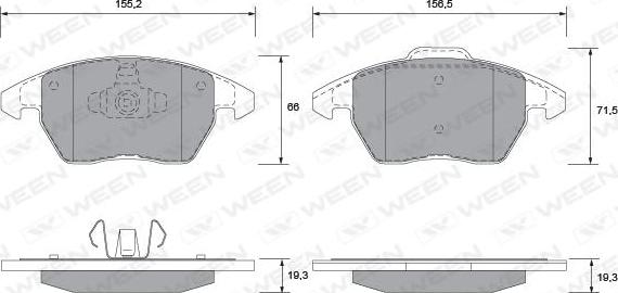 Ween 151-1280 - Bremžu uzliku kompl., Disku bremzes www.autospares.lv