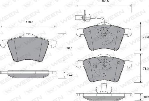 Ween 151-1287 - Bremžu uzliku kompl., Disku bremzes www.autospares.lv