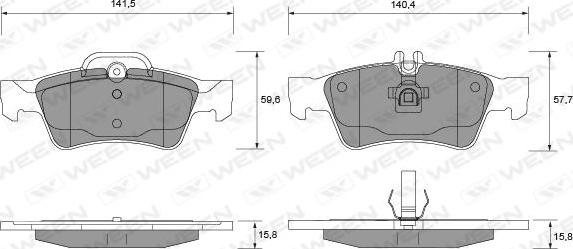 Ween 151-1234 - Тормозные колодки, дисковые, комплект www.autospares.lv