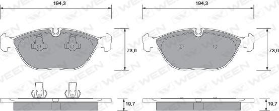 Ween 151-1235 - Bremžu uzliku kompl., Disku bremzes www.autospares.lv