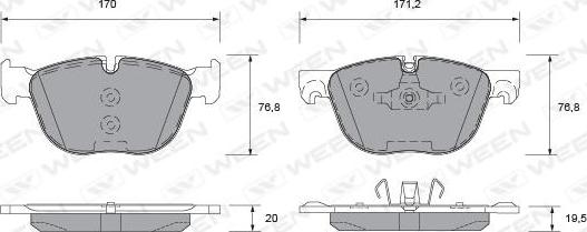 Ween 151-1270 - Bremžu uzliku kompl., Disku bremzes www.autospares.lv