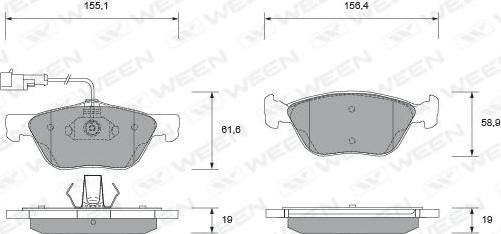 Ween 151-1716 - Bremžu uzliku kompl., Disku bremzes autospares.lv