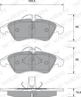 Ween 151-1723 - Тормозные колодки, дисковые, комплект www.autospares.lv