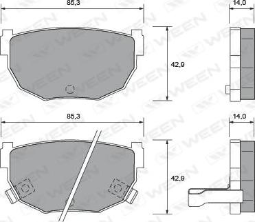 Ween 151-2406 - Тормозные колодки, дисковые, комплект www.autospares.lv