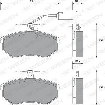 Ween 151-2438 - Тормозные колодки, дисковые, комплект www.autospares.lv