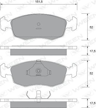 Ween 151-2428 - Тормозные колодки, дисковые, комплект www.autospares.lv