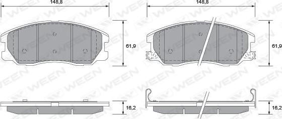 Ween 151-2595 - Тормозные колодки, дисковые, комплект www.autospares.lv