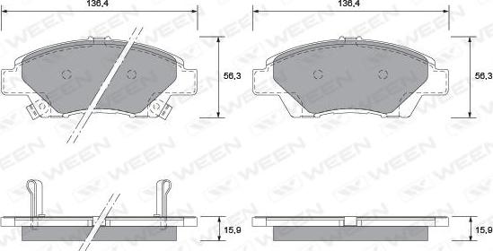 Ween 151-2568 - Bremžu uzliku kompl., Disku bremzes autospares.lv