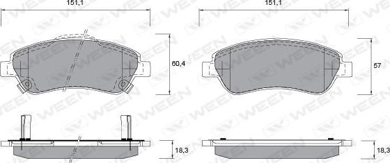 Ween 151-2586 - Тормозные колодки, дисковые, комплект www.autospares.lv