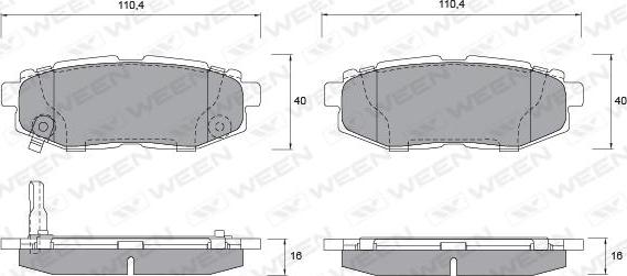 Ween 151-2588 - Bremžu uzliku kompl., Disku bremzes www.autospares.lv