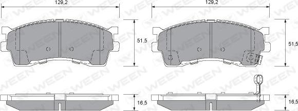 Ween 151-2521 - Тормозные колодки, дисковые, комплект www.autospares.lv