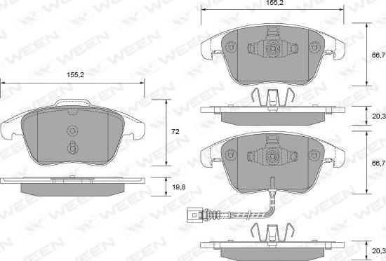 Ween 151-2682 - Тормозные колодки, дисковые, комплект www.autospares.lv