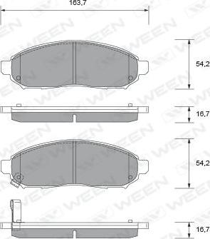 Ween 151-2095 - Bremžu uzliku kompl., Disku bremzes www.autospares.lv