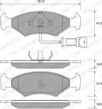 Ween 151-2055 - Тормозные колодки, дисковые, комплект www.autospares.lv