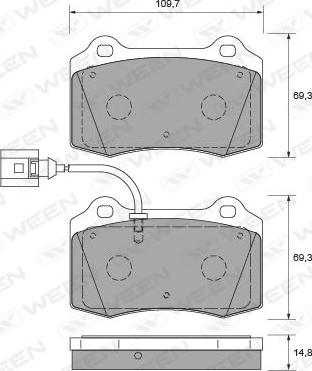 Ween 151-2012 - Тормозные колодки, дисковые, комплект www.autospares.lv