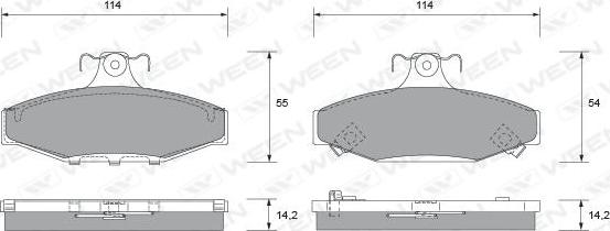 Ween 151-2148 - Тормозные колодки, дисковые, комплект www.autospares.lv