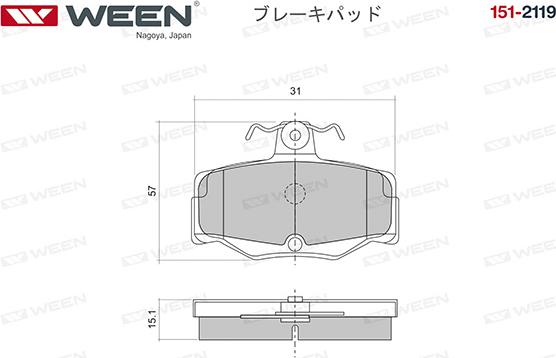 Ween 151-2119 - Тормозные колодки, дисковые, комплект www.autospares.lv