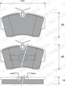 Ween 151-2352 - Тормозные колодки, дисковые, комплект www.autospares.lv