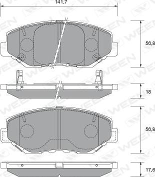 Ween 151-2296 - Bremžu uzliku kompl., Disku bremzes autospares.lv