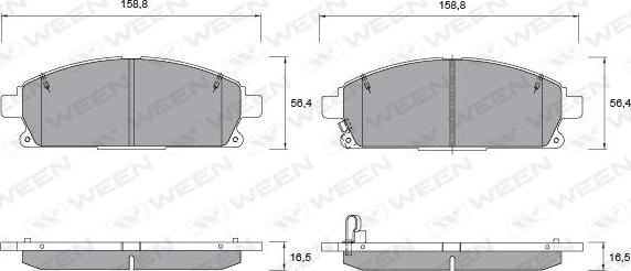 Ween 151-2266 - Тормозные колодки, дисковые, комплект www.autospares.lv