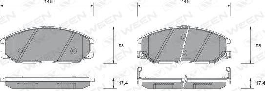 Ween 151-2268 - Тормозные колодки, дисковые, комплект www.autospares.lv