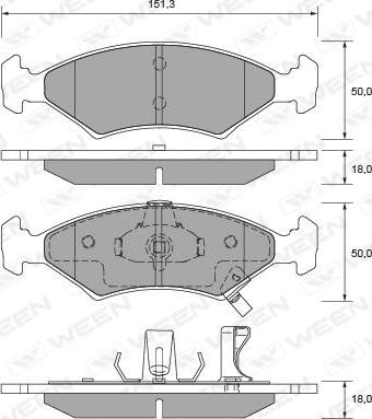 Ween 151-2212 - Тормозные колодки, дисковые, комплект www.autospares.lv