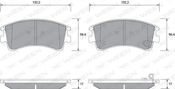 Ween 151-2280 - Bremžu uzliku kompl., Disku bremzes www.autospares.lv