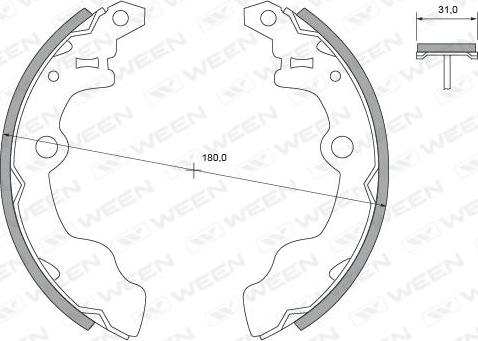 Ween 152-2111 - Комплект тормозных колодок, барабанные www.autospares.lv