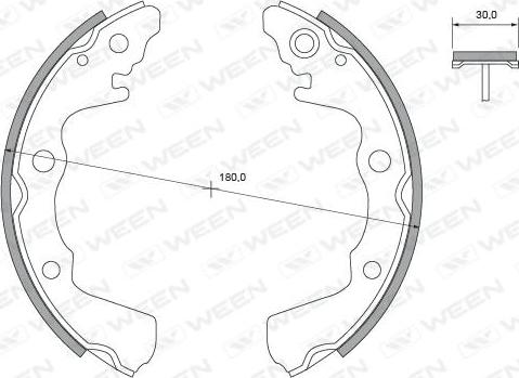 Ween 152-2359 - Комплект тормозных колодок, барабанные www.autospares.lv