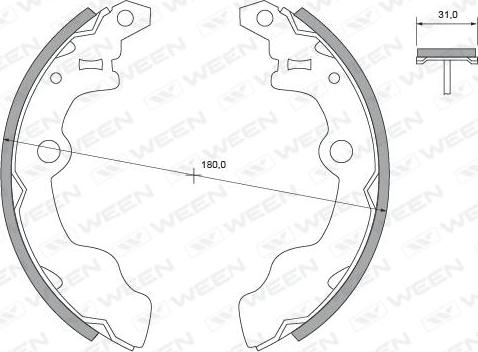 Ween 152-2336 - Комплект тормозных колодок, барабанные www.autospares.lv