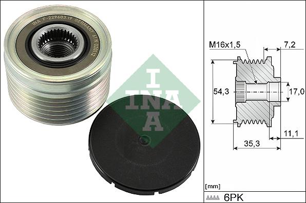 Wilmink Group WG1253620 - Pulley, alternator, freewheel clutch www.autospares.lv