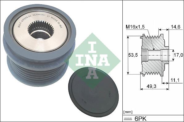 Wilmink Group WG2263988 - Pulley, alternator, freewheel clutch www.autospares.lv