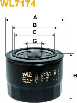 WIX Filters WL7174 - Eļļas filtrs autospares.lv