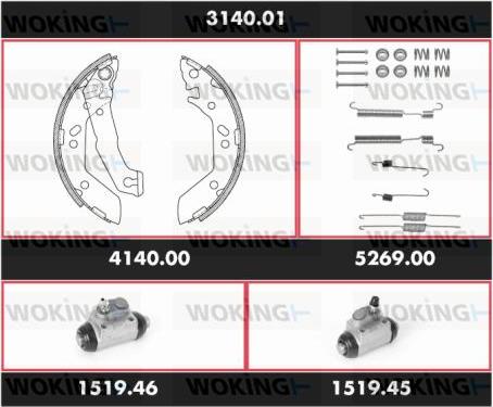 Woking 3140.01 - Bremžu loku komplekts www.autospares.lv