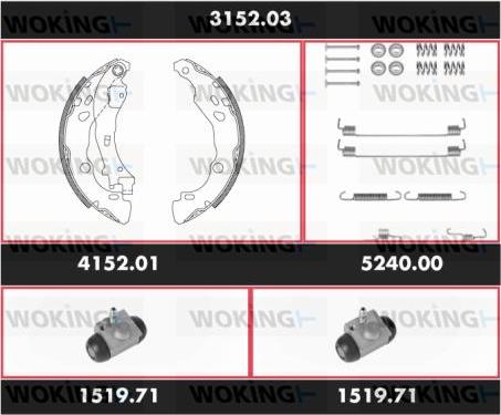 Woking 3152.03 - Brake Shoe Set www.autospares.lv