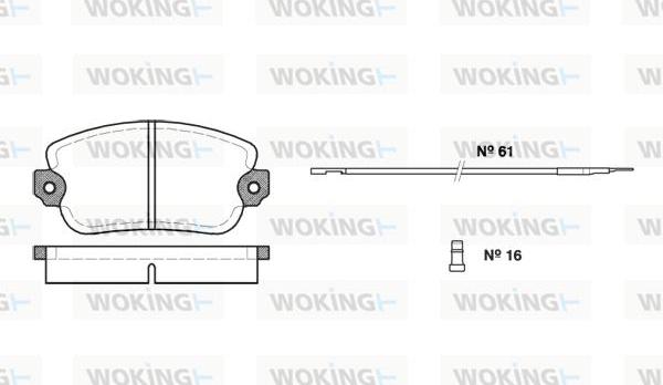 Woking P1243.02 - Тормозные колодки, дисковые, комплект www.autospares.lv